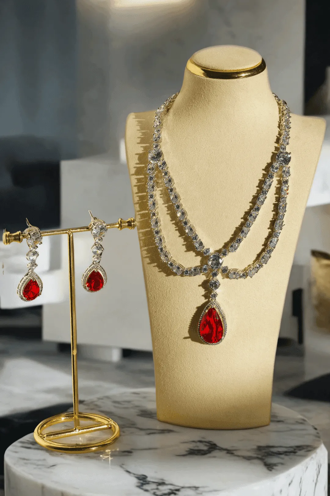 Nira - Double Layered AD Necklace Set