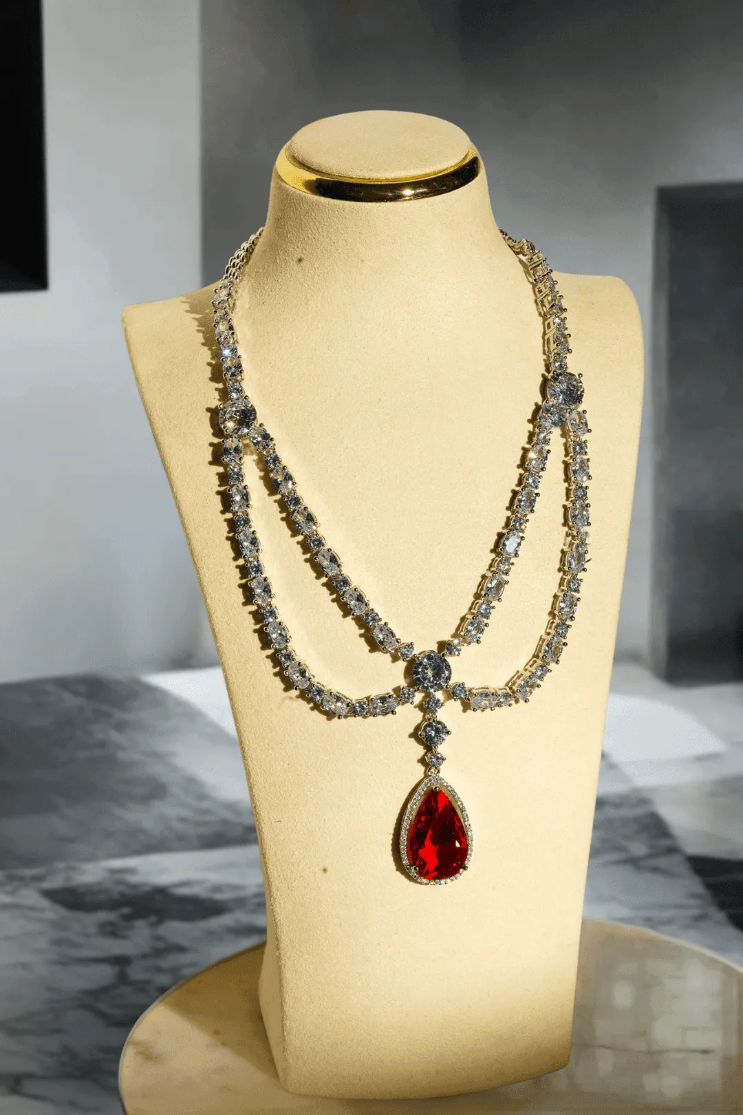 Nira - Double Layered AD Necklace Set