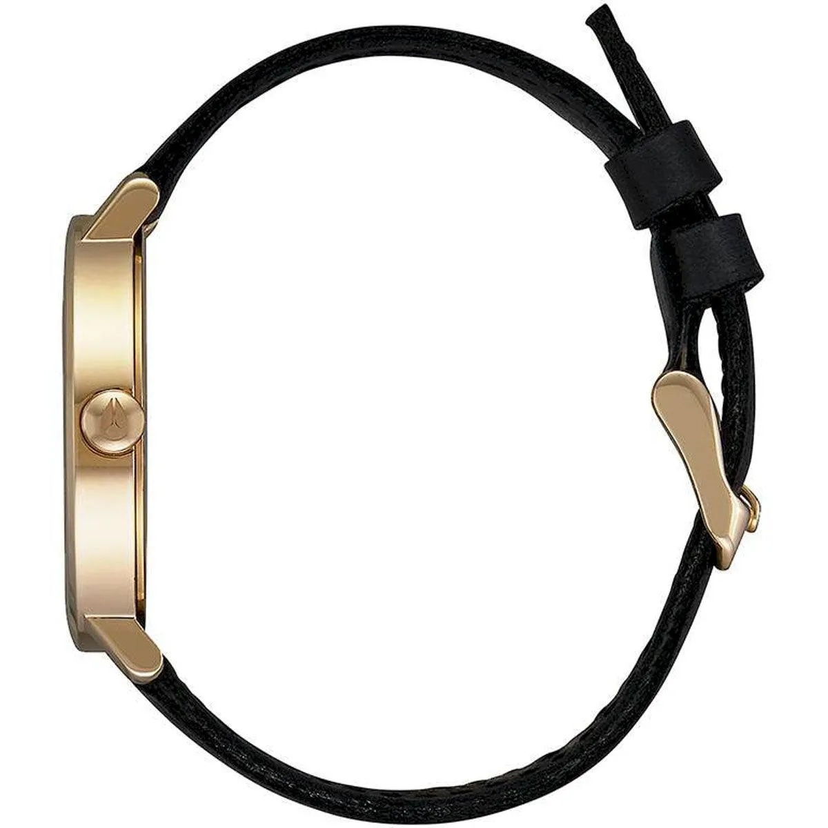 Nixon Women's Quartz Watch - Arrow Black Leather Strap Yellow Gold Case | A10912879