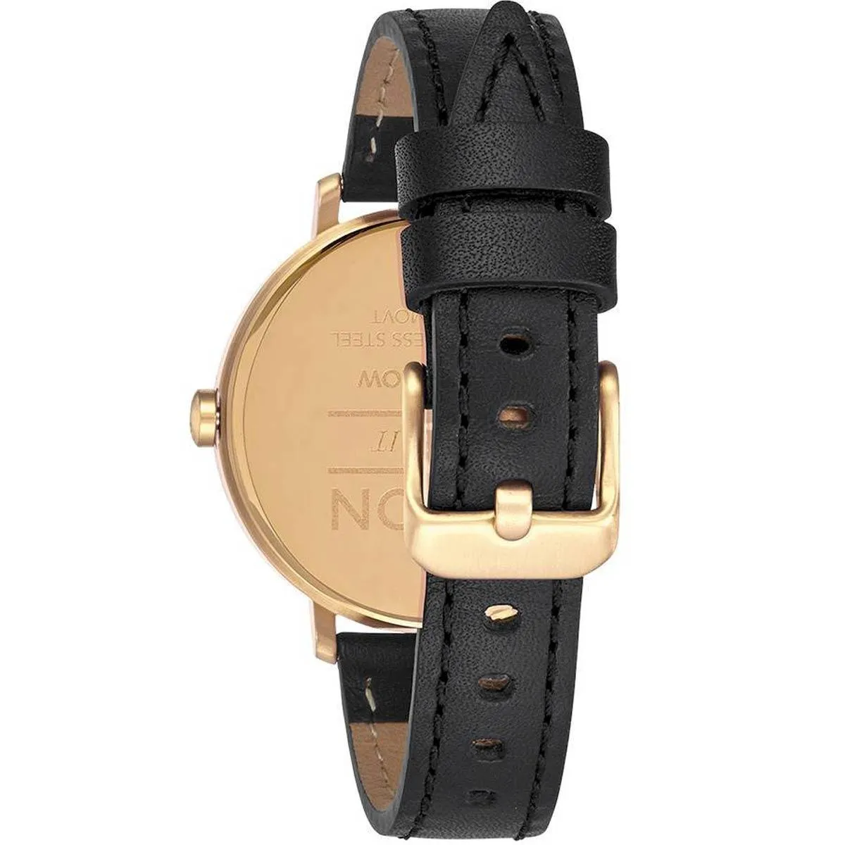Nixon Women's Quartz Watch - Arrow Black Leather Strap Yellow Gold Case | A10912879