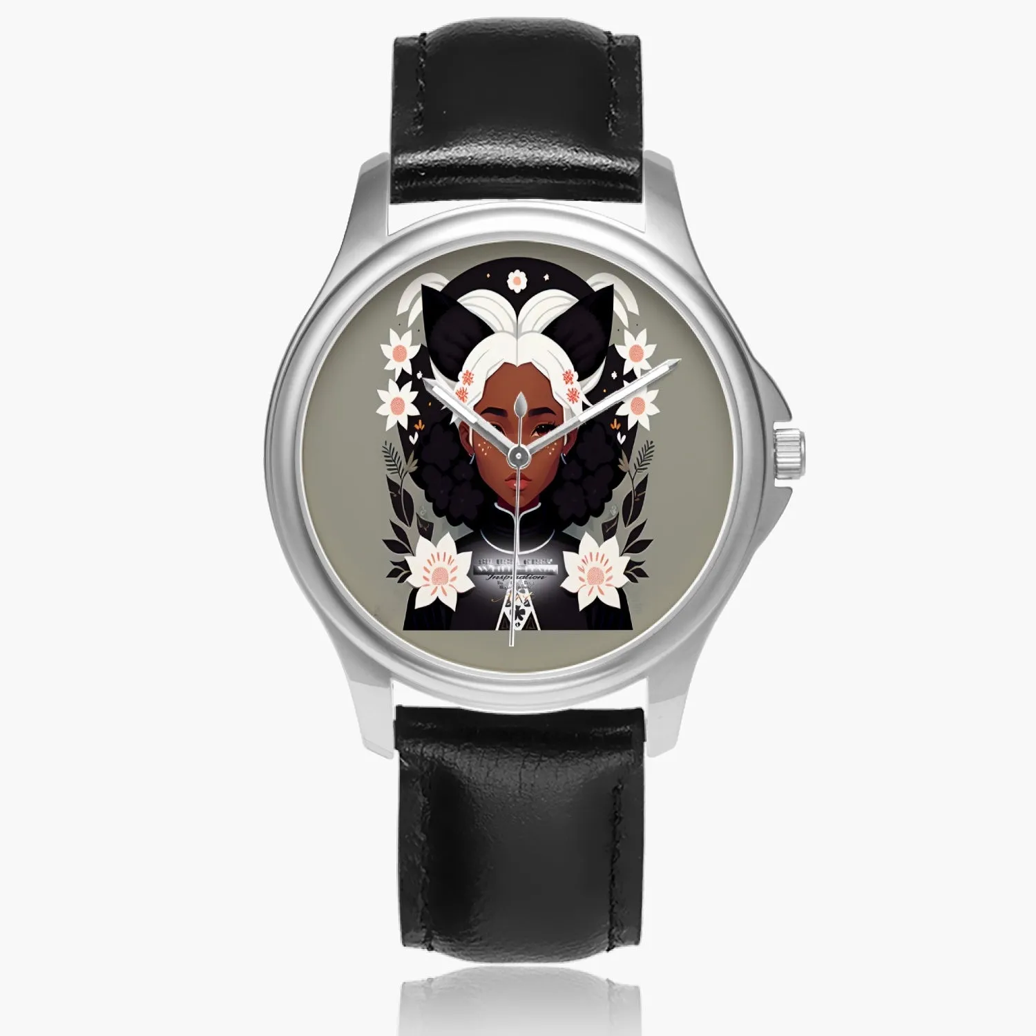 Nubian Silverfox Stylish Classic Leather Strap Quartz Watch (Silver)