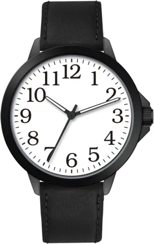 NUOVO Men Watches 45MM Big Watches Men Arabic Numbers Watches White Watches Classic Quartz Watch with Leather Strap Wrist Watch for Men