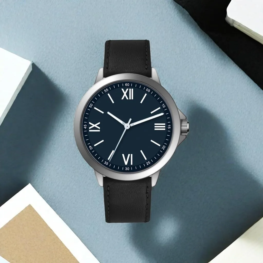 NUOVO Men Watches 45MM Big Watches Men Arabic Numbers Watches White Watches Classic Quartz Watch with Leather Strap Wrist Watch for Men