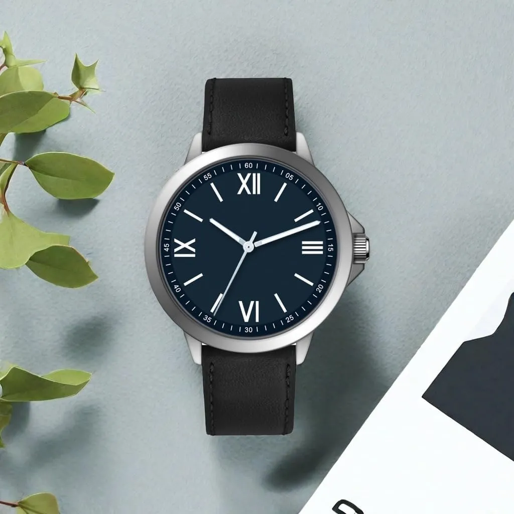 NUOVO Men Watches 45MM Big Watches Men Arabic Numbers Watches White Watches Classic Quartz Watch with Leather Strap Wrist Watch for Men