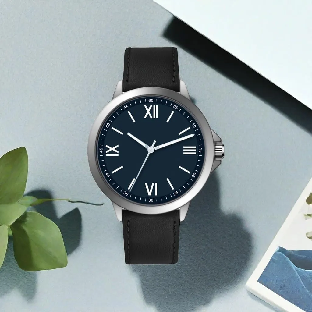 NUOVO Men Watches 45MM Big Watches Men Arabic Numbers Watches White Watches Classic Quartz Watch with Leather Strap Wrist Watch for Men