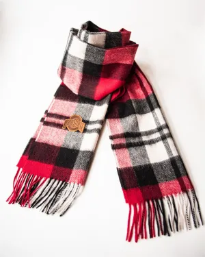 Ohio State University Scottish Tartan Vibrant Red Cashmere Blend Scarf