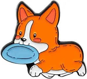 Orange Corgi Lovely animal Enamel Brooch Hug cat Heart Lapel Pin Cartoon jewelry Badge Gifts for children, Metal, no gemstone