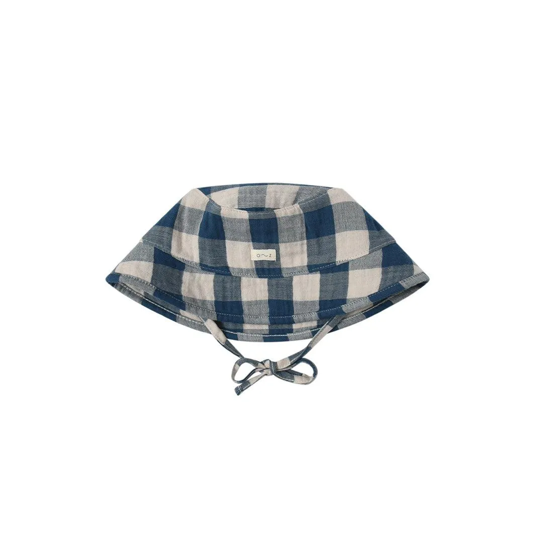 Organic Zoo Bucket Sun Hat  - Blue Gingham - Pottery