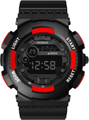 Outdoor Men Luxury Watch Date Mens Digital Watch Electronic Sport Sport Watch Sports Watch Colorful (Red, One Size)