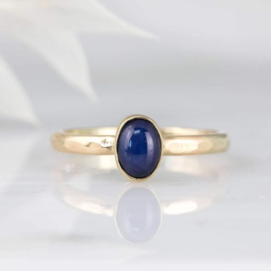 Oval cabochon birthstone stacking ring