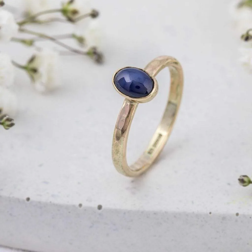 Oval cabochon birthstone stacking ring