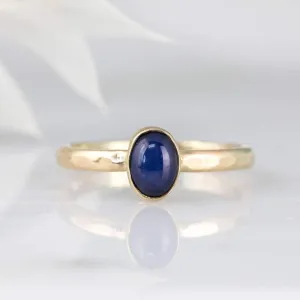 Oval cabochon birthstone stacking ring
