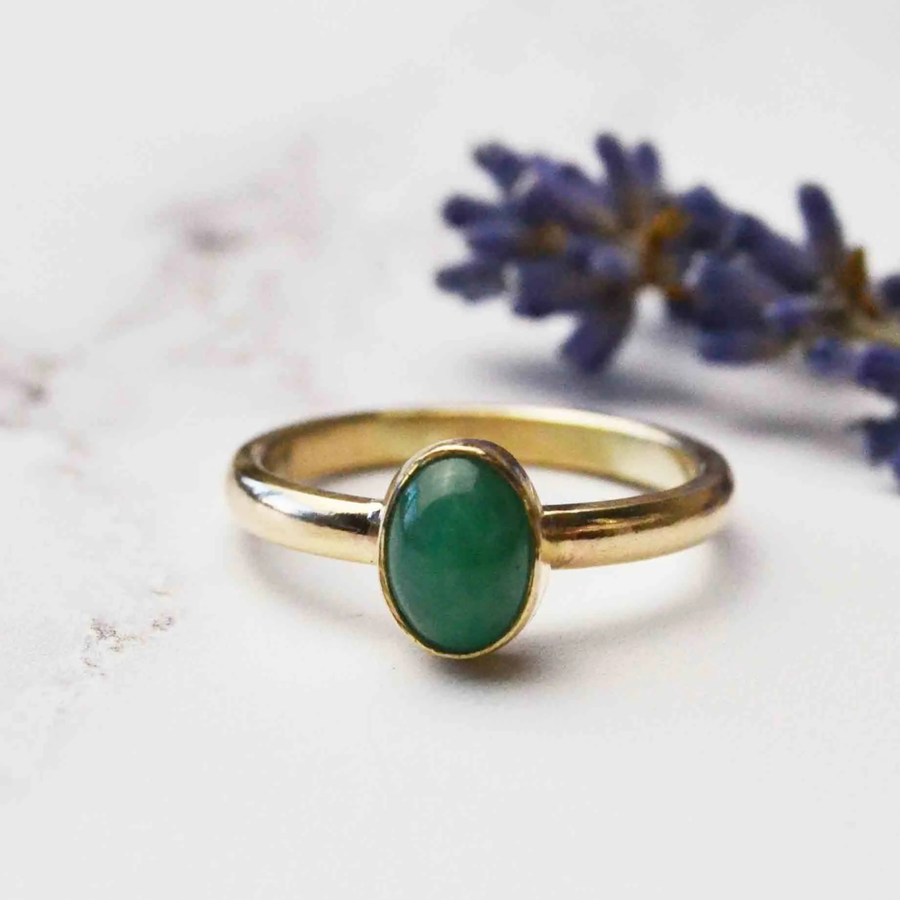 Oval cabochon birthstone stacking ring