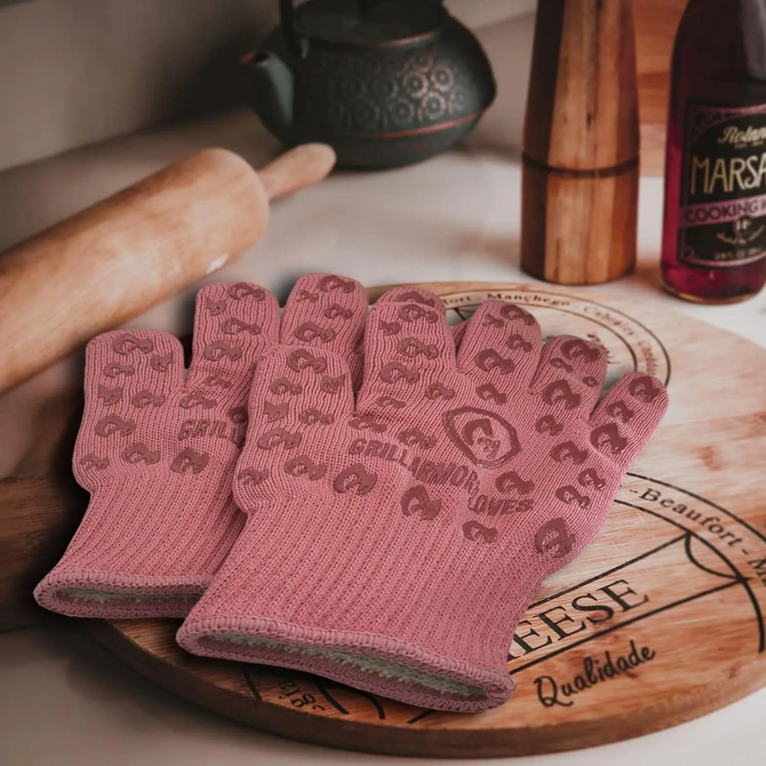 Oven Gloves 932F Extreme Heat & Cut Resistant Oven Mitts with Fingers for BBQ, Cooking, Grilling, Baking  Accessory for Smoker, Cast Iron, Fire Pit, Camping, Fireplace and More
