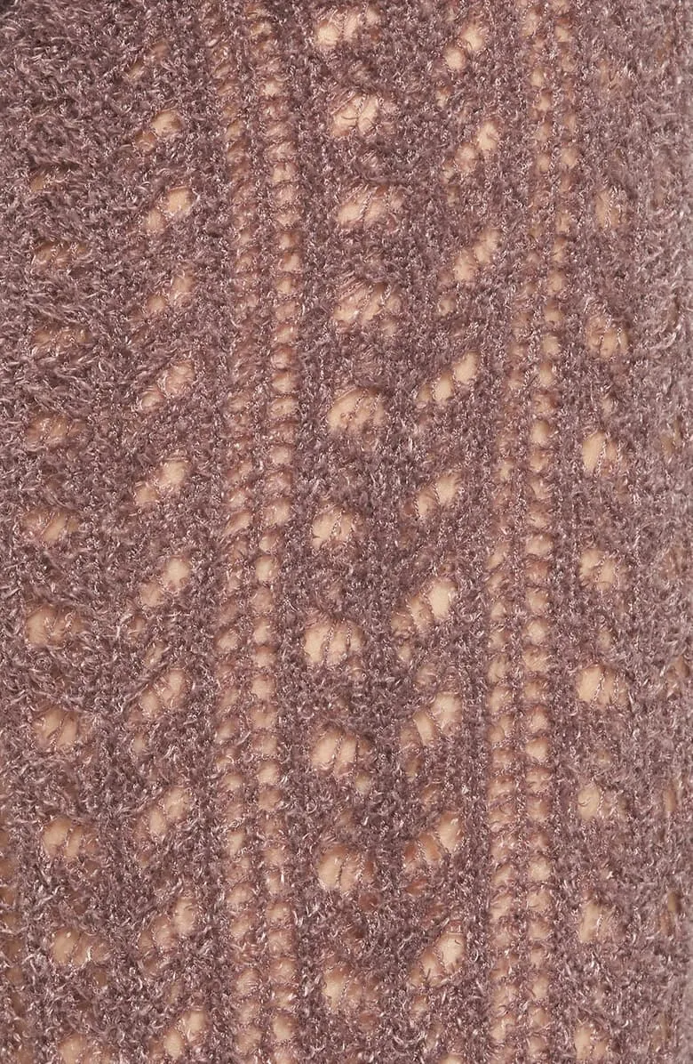 Over The Knee Boot Socks "Bowery" Mink Light Brown Bohemian Weave Scrunch Top