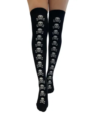 Over the Knee Socks Skull and Crossbones