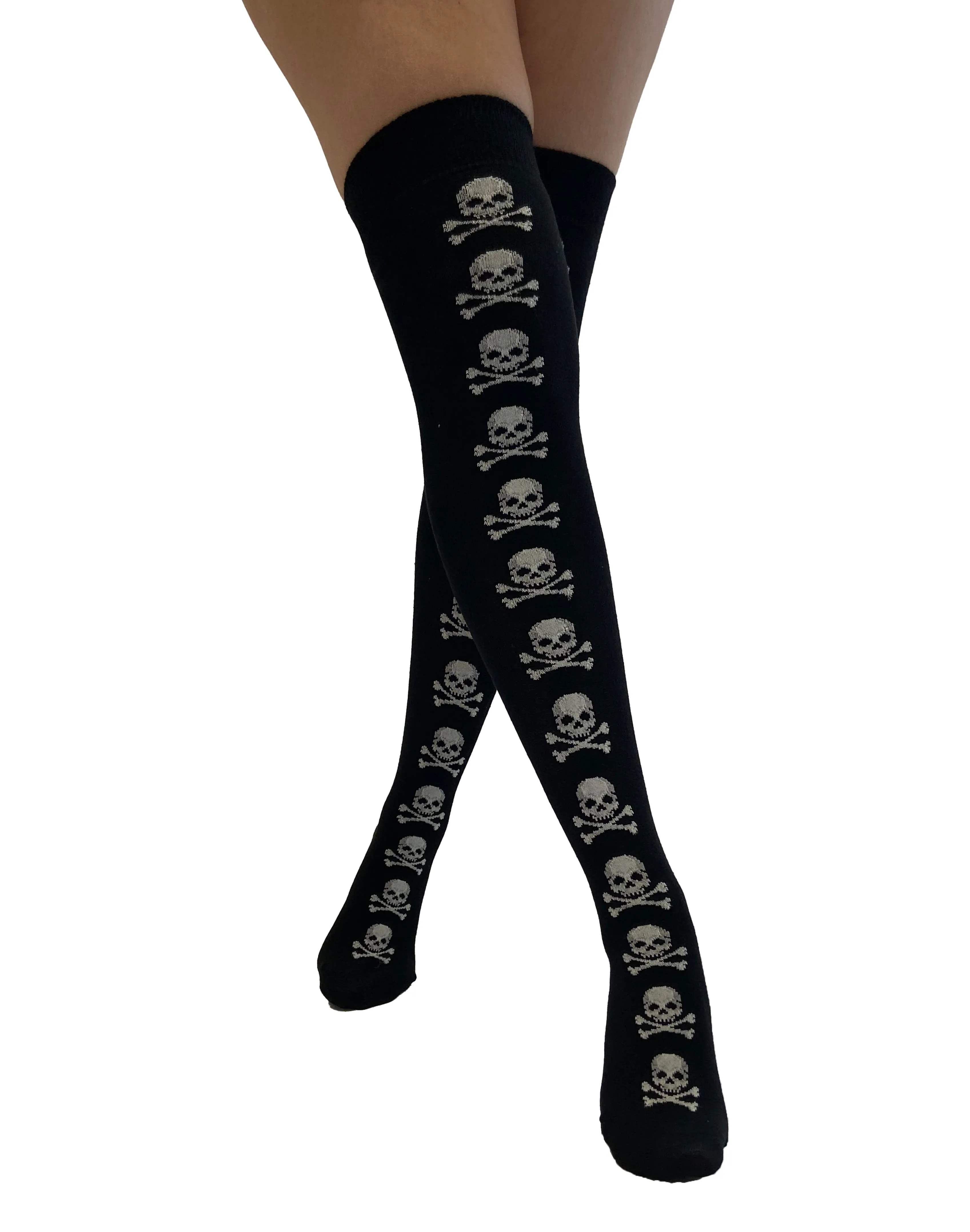 Over the Knee Socks Skull and Crossbones