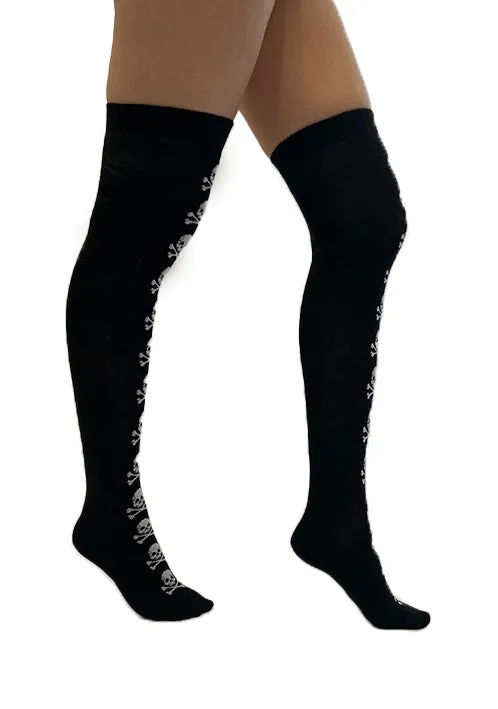 Over the Knee Socks Skull and Crossbones