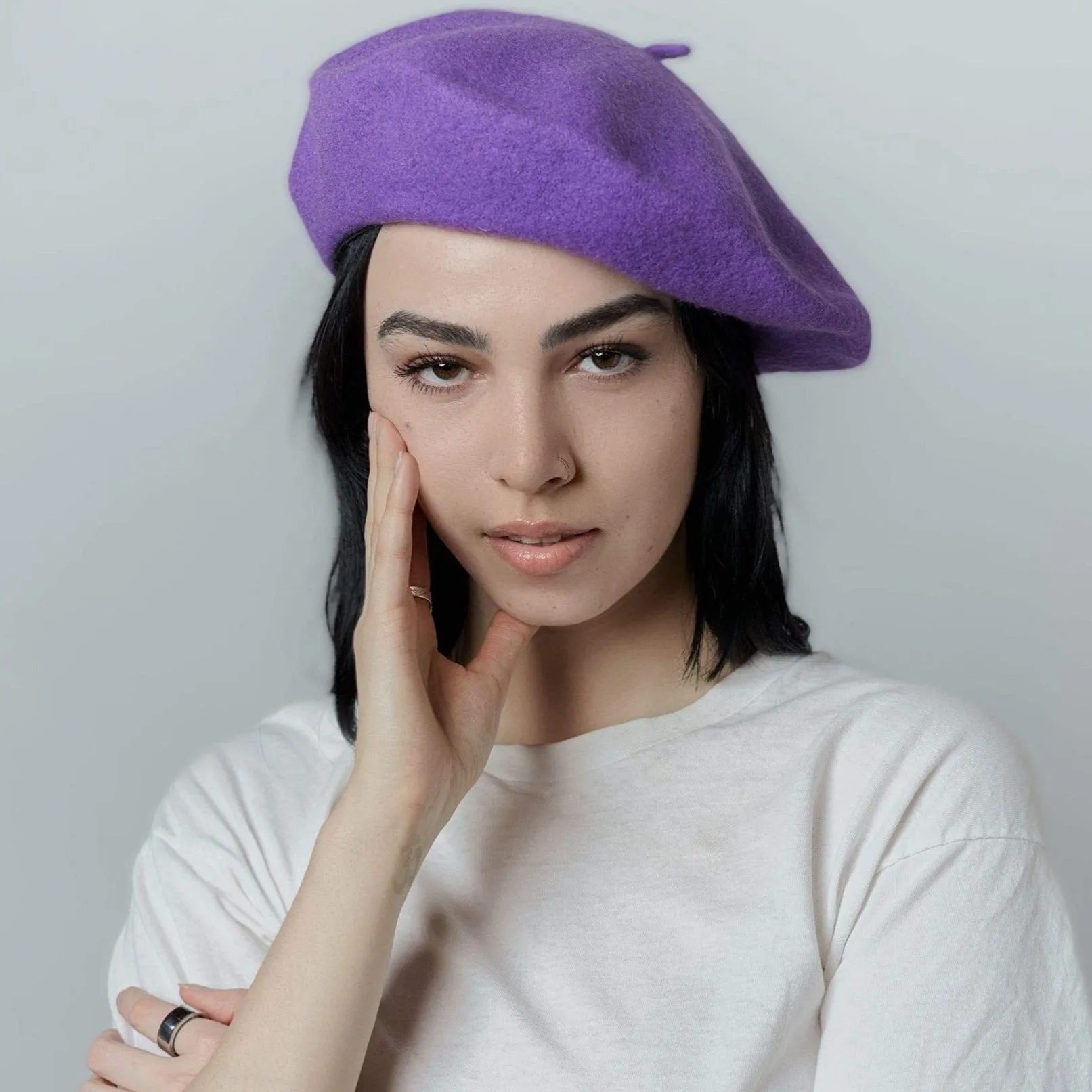 Oversize Wool Beret for Women(Fits for large head)