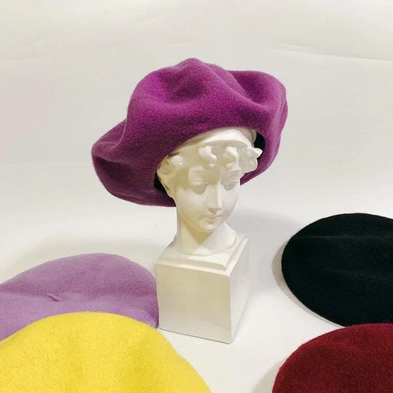 Oversize Wool Beret for Women(Fits for large head)