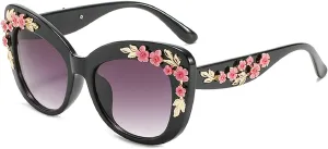Oversized Cat Eye Sunglasses Women Luxury Summer Flower Eyewear Oversized Gradient Female Elegant Sun Glasses Shades