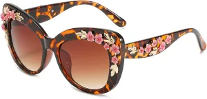 Oversized Cat Eye Sunglasses Women Luxury Summer Flower Eyewear Oversized Gradient Female Elegant Sun Glasses Shades