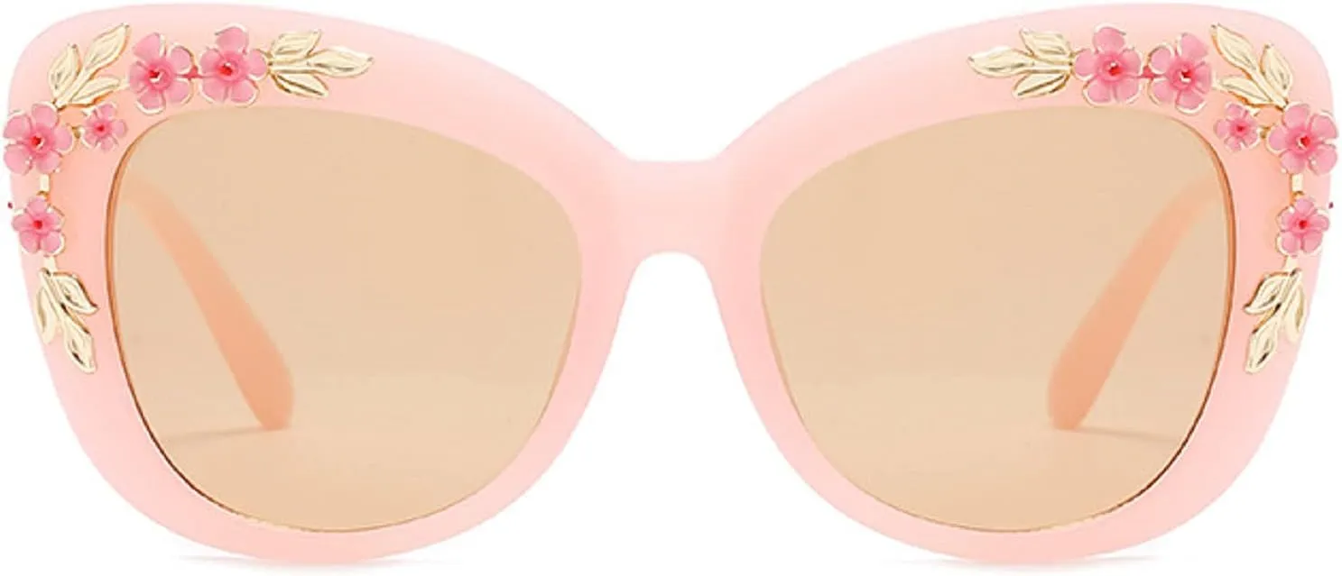 Oversized Cat Eye Sunglasses Women Luxury Summer Flower Eyewear Oversized Gradient Female Elegant Sun Glasses Shades