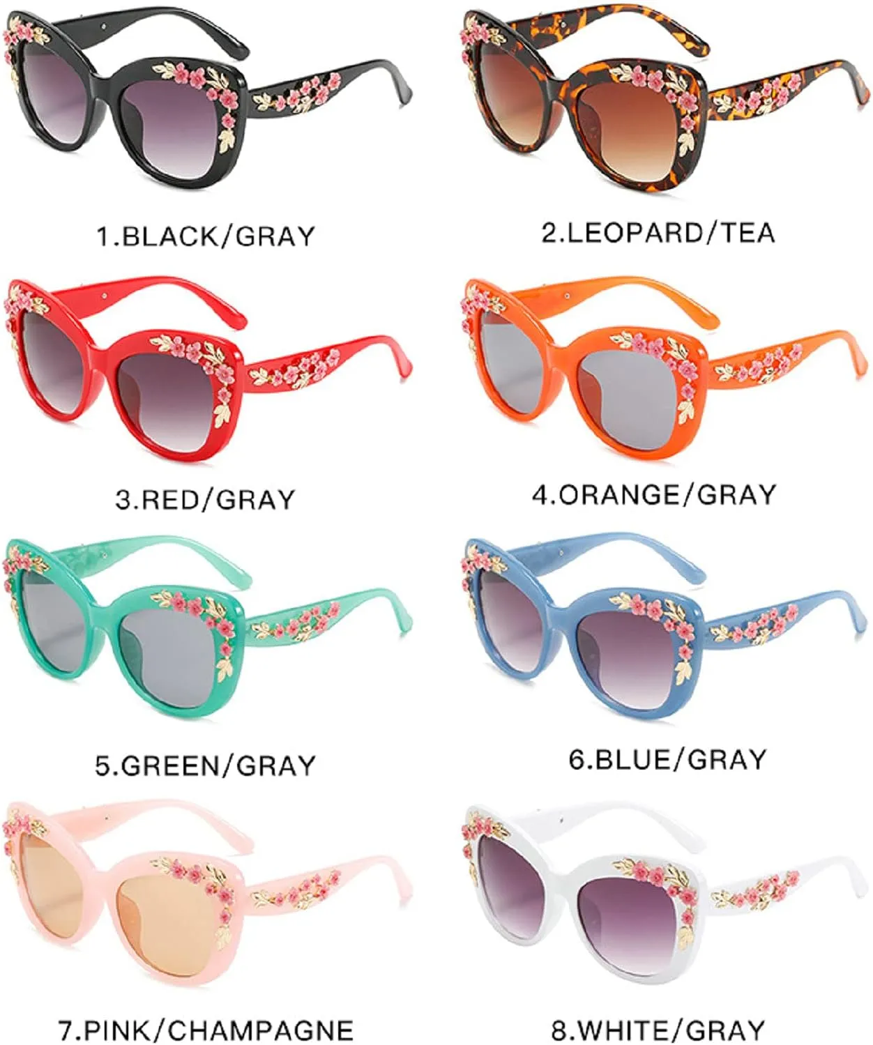 Oversized Cat Eye Sunglasses Women Luxury Summer Flower Eyewear Oversized Gradient Female Elegant Sun Glasses Shades