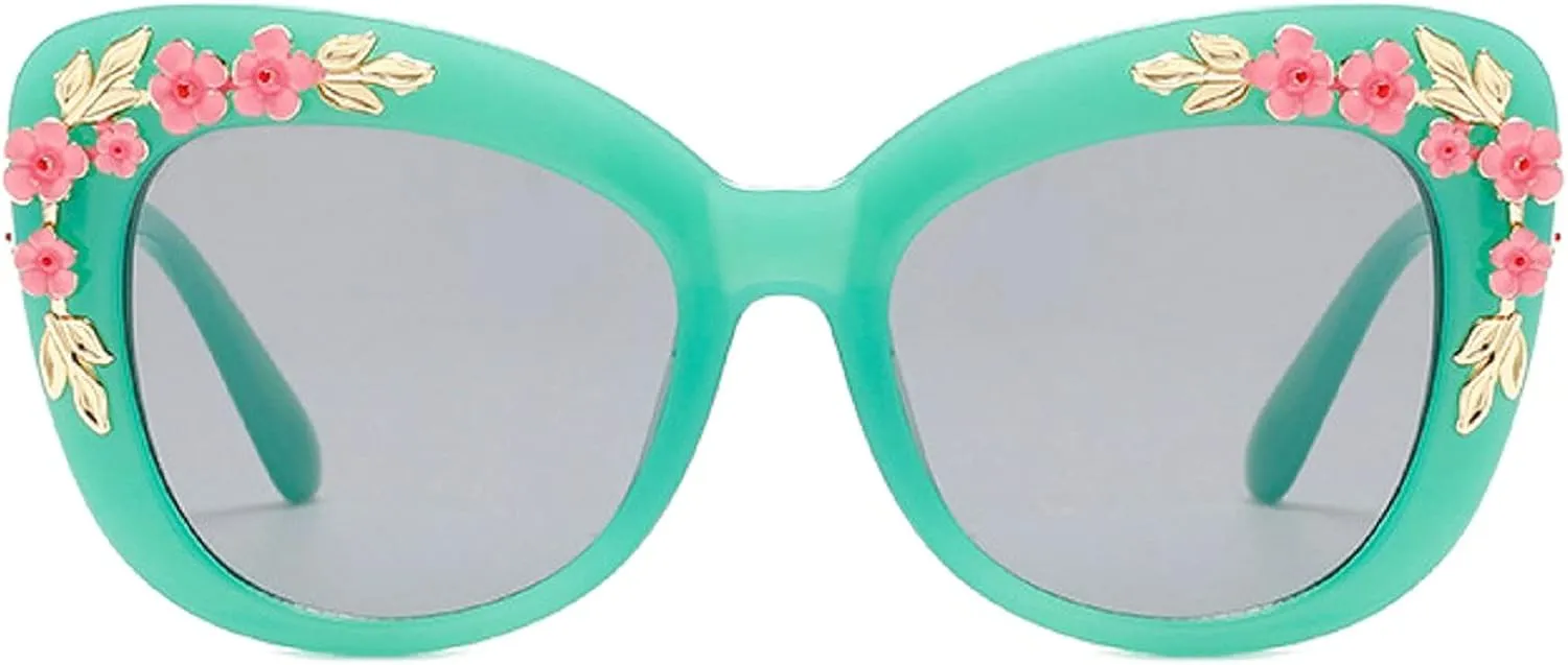 Oversized Cat Eye Sunglasses Women Luxury Summer Flower Eyewear Oversized Gradient Female Elegant Sun Glasses Shades