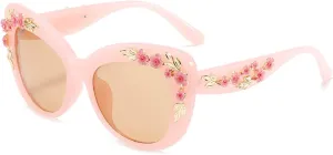 Oversized Cat Eye Sunglasses Women Luxury Summer Flower Eyewear Oversized Gradient Female Elegant Sun Glasses Shades