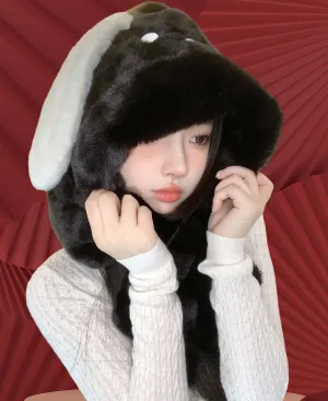 Oversized Faux Fur Rabbit Hat & Scarf Combo