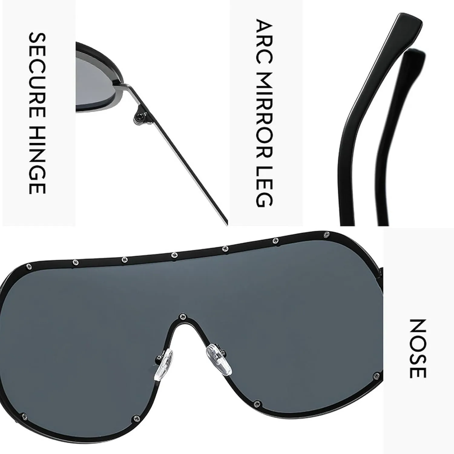 Oversized One-Piece Square Sunglasses Women 2025 Luxury Trendy Punk Shield Shades Outdoor Eyewear For Ladies