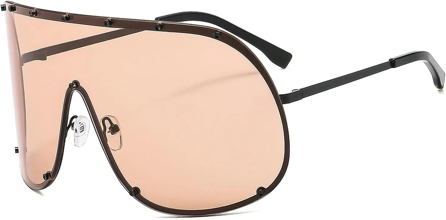 Oversized One-Piece Square Sunglasses Women 2025 Luxury Trendy Punk Shield Shades Outdoor Eyewear For Ladies