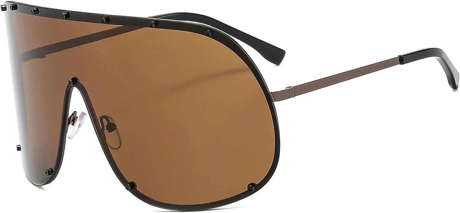Oversized One-Piece Square Sunglasses Women 2025 Luxury Trendy Punk Shield Shades Outdoor Eyewear For Ladies
