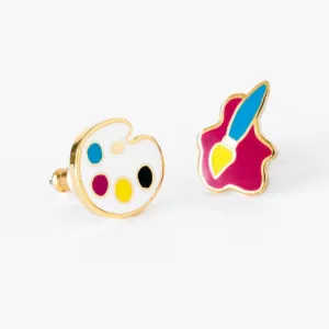 Paint Brush   Palette Earrings