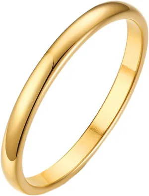 PAMTIER Women's Stainless Steel 2MM Smooth Minimalist Ring
