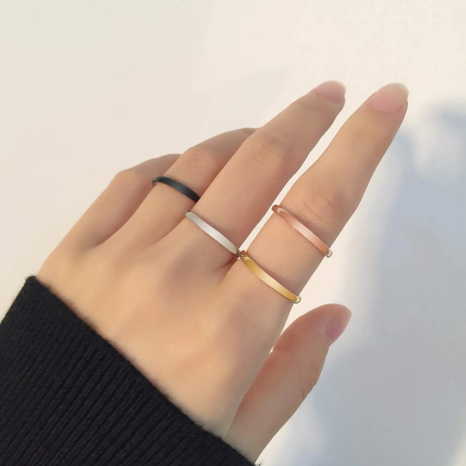 PAMTIER Women's Stainless Steel 2MM Smooth Minimalist Ring