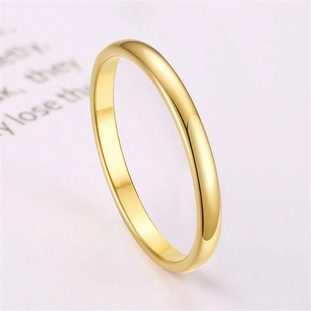 PAMTIER Women's Stainless Steel 2MM Smooth Minimalist Ring
