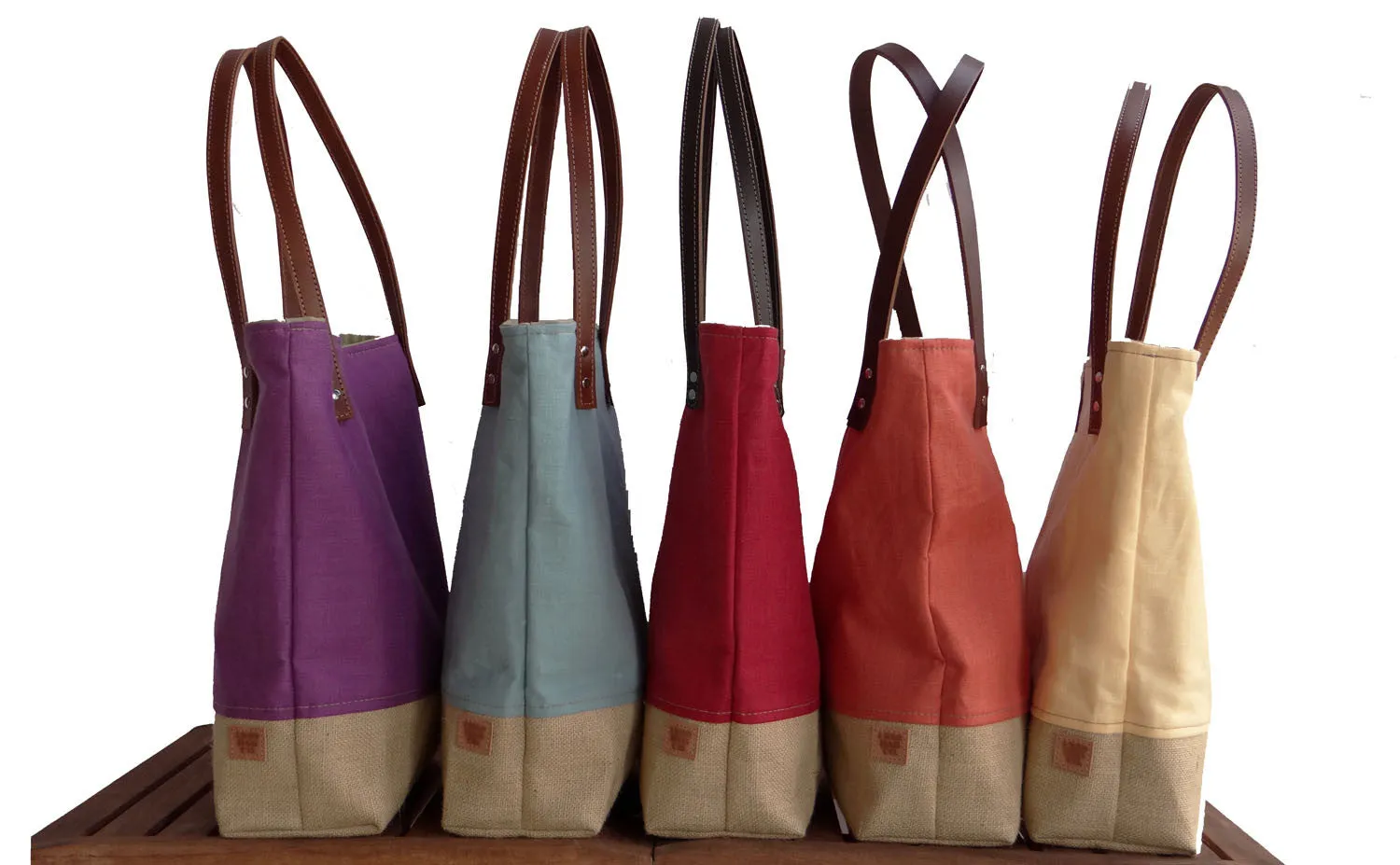 Panama Linen and Burlap Tote Bag - Yellow and Beige