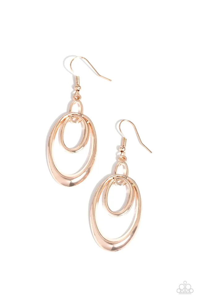 Paparazzi Earring ~ So OVAL-Rated - Rose Gold