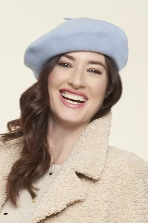 PARKHURST CLASSIC WOOL BASQUE BERET, 100% WOOL, PEARL BLUE, MADE IN CANADA!