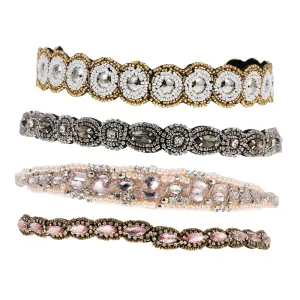 PartyKindom 4pcs Women Rhinestone Headbands Fashion Headbands for Women Elastic Beaded
