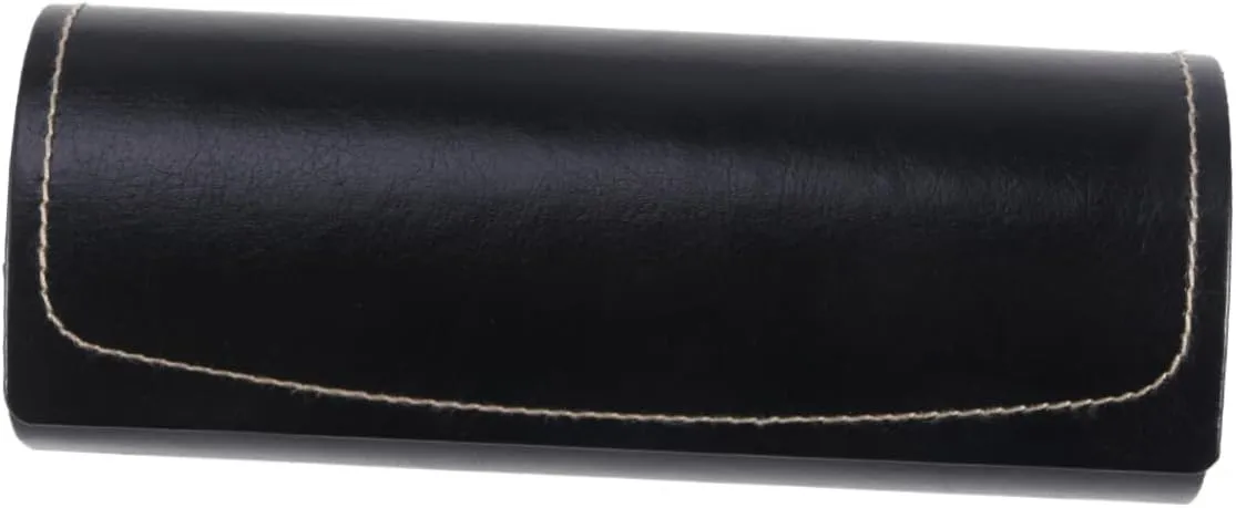 PartyKindom Handmade PU Leather Eyeglass Case Vintage Pattern Protective Hard Shell for Glasses Easy Durable and Scratch Resistant Black Holder