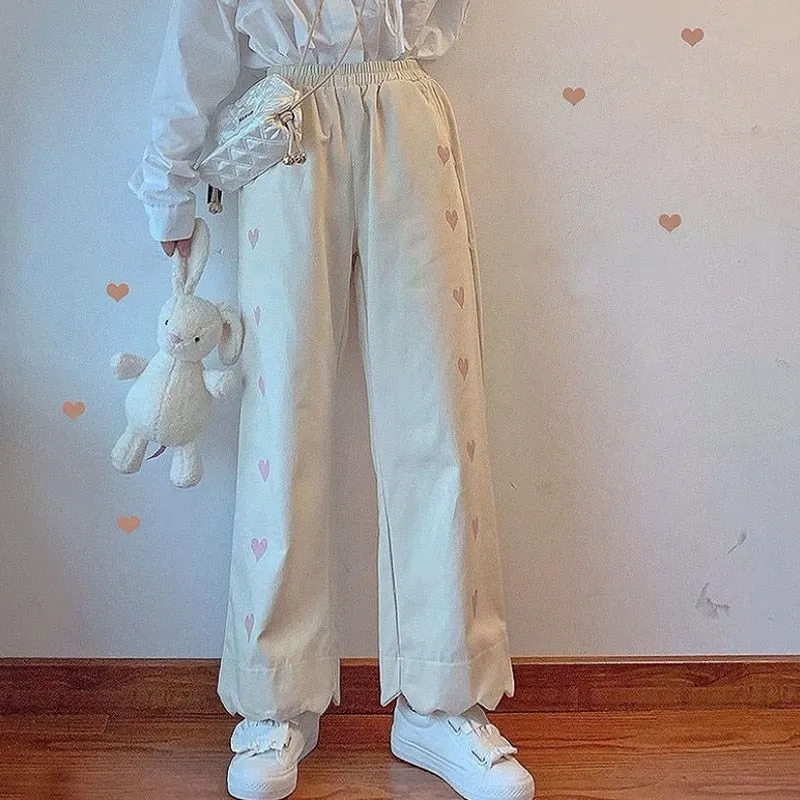 Pastel Heart Print Pants