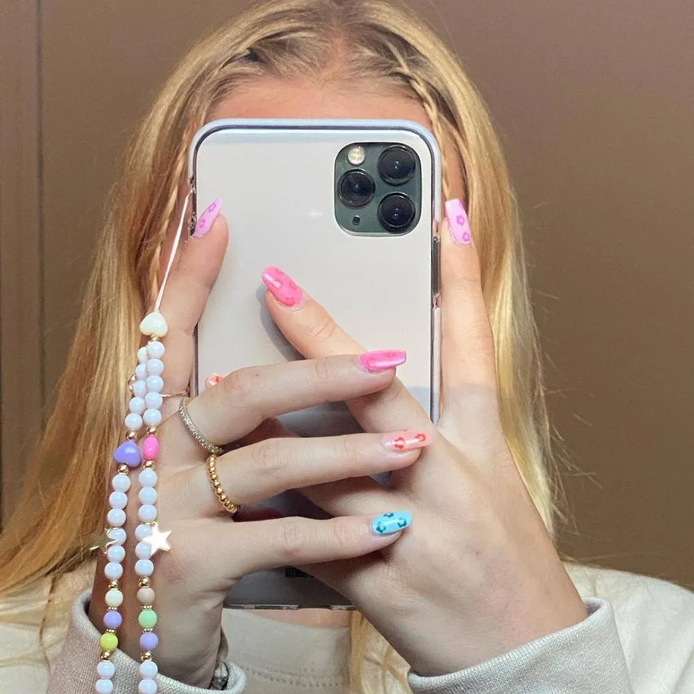 Pastel Hearts Beaded Phone Charm