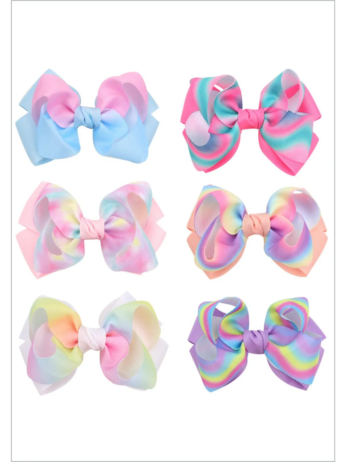 Pastel Swirl Rainbow Hair Clips