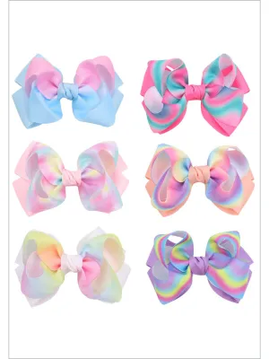 Pastel Swirl Rainbow Hair Clips