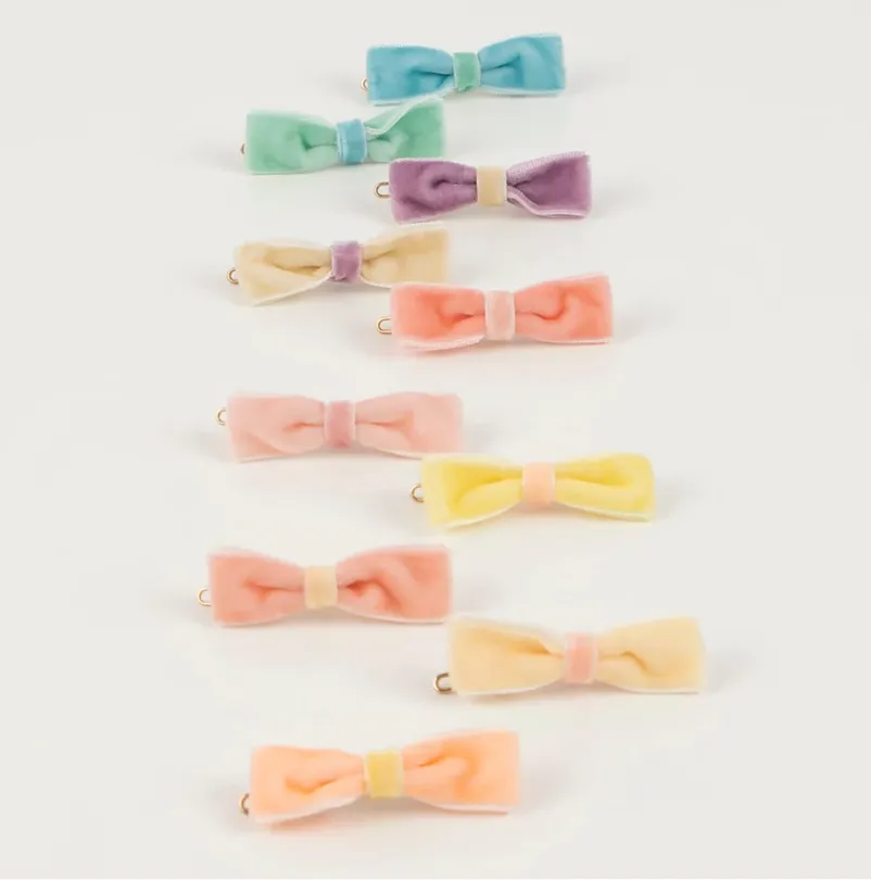 Pastel Velvet Mini Bow Clips - Meri Meri