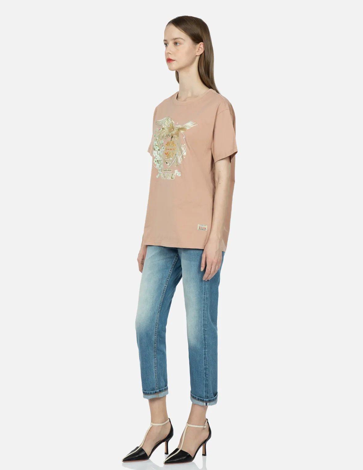 Peacock and Sakura Print T-shirt