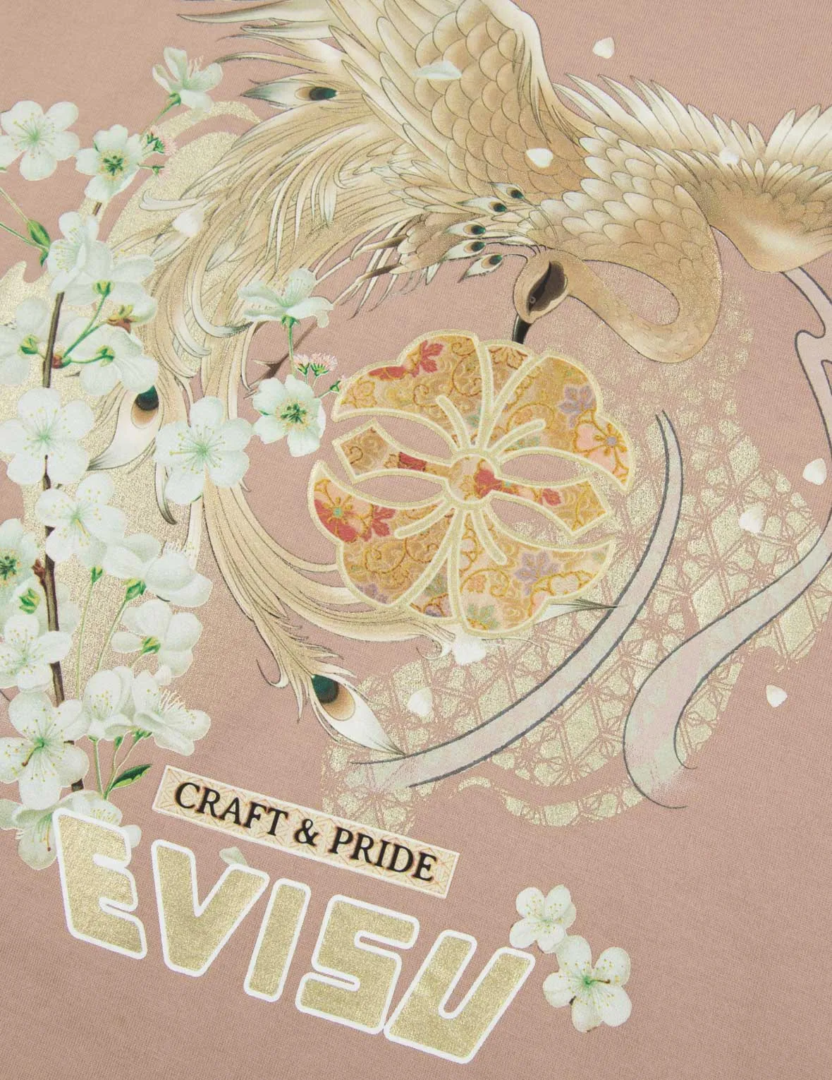 Peacock and Sakura Print T-shirt